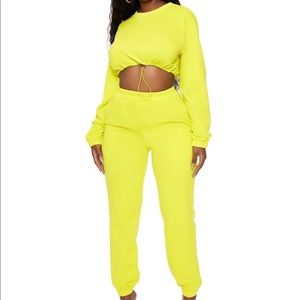 Naked Wardrobe Lime Green Extra Chill Sweat Set